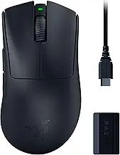 Razer DeathAdder V3 Pro Wireless Gaming Mouse + Hyperpolling Wireless Dongle: 63g Ultra Lightweight - Focus Pro 30K Optical Sensor - Optical Switches Gen-3-5 Programmable Buttons - Black