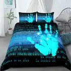 Handprint Techno Queen/Single/Double/King Bed Quilt Doona Duvet Cover Set Linen