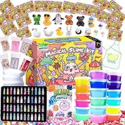 HSFTILV DIY Slime kit Supplies-2 Cloud Slime 8 Clear Slime 8 Butter Slime 2 Jelly Cube 48Glitter 4 Magic Clay with DIY Slime Tool and Slime Box