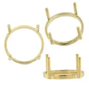 14K Yellow Gold Round Low Base Head Setting Mounting 4 Prong 0.03ct - 9.00ct USA