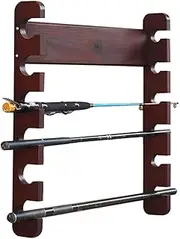 MegLob Wall-Mount Fishing Rod Holder, Space-Saving Fishing Rod Rack Storage Organizer, Fishing Pole Horizontal Wall Display Rack, Fishing Rod Holders for Garage, Billiards Display Stand,Dark