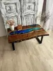 Ocean Coffee Table, epoxy resin table, epoxy table, walnut table, live edge Deco