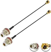 POBADY 2PCS U.FL IPEX to N Type Female Low Loss Coaxial Cable 4" /10CM U.fl/IPEX 1.13mm Mini-Coaxial Pigtail Cable for Wireless Routers Mini PCIE Network Cards PCI Wi-Fi WAN Repeater