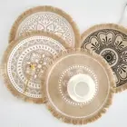Ins Style Simple Hand-Woven Jute Placemat Coasters Retro Cotton Linen Decorat-cd