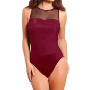 Miraclesuit dd-cup rendezvous mesh high neck underwire one piece swimsuit RED