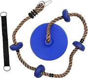Kisangel 1Set Climbing Rope Swing for Outdoor Plaything with Disc Seat Strap for Boys for Backyard Playground Adventures Blue