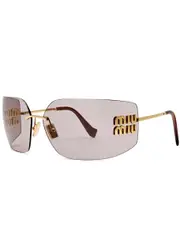Miu Miu Rectangle-frame Sunglasses - Gold ONE SIZE