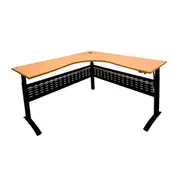 Electric Corner Workstation Beech And Black 1500X1500Mm