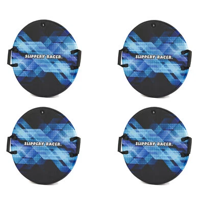 Slippery Racer Downhill Zeus Kids Foam Saucer Disc Snow Sled, Midnight (4 Pack)