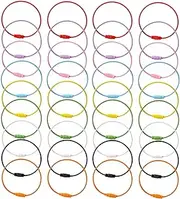 [Kezvmhy] Large Keychain Hoop, Cable Keychain - 36 Pieces 2" Colorful Luggage Tag Strap Keeper - Key Holder Loop, Heavy Duty Key Holder Loop Holder, Wire Keyring, Binder Ring for Kitchen Utensil
