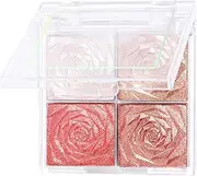Loodgao 4 Color Shimmer Highlighter Palette Blush Makeup Set for Face Cheeks Eyeshadow Highlighting Contouring Women Girls Party Daily Use Type 1 One Size