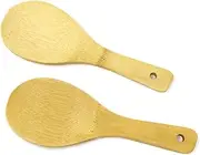 Bamboo Rice Paddle Spoons, Natural Wood Kitchen Utensils, Set of 2