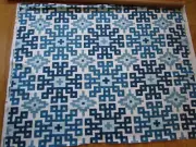 Schumacher's Blue Teal White geometric Palmetto Print 41" x54"W Cotton Fabric