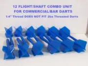 12 Blue Flight/Shaft Combo Units for Commercial/Bar Darts