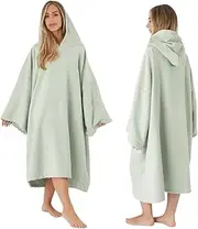 Brentfords Towel Poncho Adult Hooded Large Bath Swim Surf Beach Absorbent Microfiber Dry Changing Robe for Men Boys Quick Dry, Sage Green