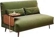 Sleeper Chair Folding Sofa Bed, Convertible Recliner Chair with Side Table, Indoor Single Sleeper Guest Bed Lounge Futon Couch for Home Office Bedroom Living Room Convertible(120cm)
