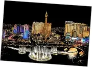 Tofficu 1 Set DIY Scratch Picture Las Vegas Nocturne Art with Bamboo Stick Gold Plated Pen Brush Creative Scratching Drawing Paper Crafts for Home Decor Wall Art
