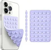 ISARVIQUE Suction Cup Phone Case Mount, Silicon Sticky Phone Stand for iPhone and Android, Hands-Free Strong Grip Holder for Selfies and Videos - Double Sided/Light Purple