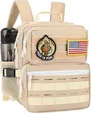 [flipfit] 9L Mini Tactical Backpack for Men Women,Small Military Molle Backpack for Sport,Gym,Hiking,Travel,Camping(Beige)