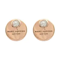 在飛比找PChome24h購物優惠-MARC JACOBS 品牌圓盤LOGO水鑽鑲嵌耳環.玫瑰金