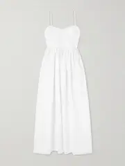 [Matteau] Matteau - Gathered Organic Cotton-poplin Midi Dress - White - 5 5 White