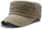 [KUYYFDS] Flat Top Cap Adjustable Punk Baseball Hat Distressed Streetwear Military Cap for Women Men Grey Black