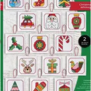 WhimsyCrafts Cross-Stitch Ornament Kit - DIY Arts & Crafts Set with 30 Pieces, I