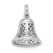 Sterling Silver Rhodium-Platedpolished Movable Bell Charm