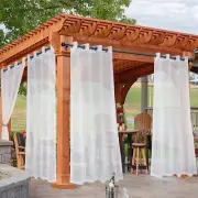 White Outdoor Sheer Curtains for Patio Waterproof, 6 Panels - 54 X 95 Inch - Lig
