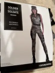 Women`s Army Costume Ladies Military Soldier Camouflage Bodysuit Halloween M 6-8