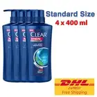 4 x 400 ml Clear Men Shampoo Anti-Dandruff Cool Sport Menthol Vitamin B3 Cooling