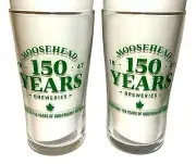 Moosehead Lager 16 oz Beer Pint Glasses | 150 Years | Set of Two (2) | New & F/S