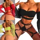 Sexy Lingerie Set for Women Underwear with Garters Push-up Bra and Gauze Sleeves