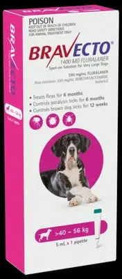 Bravecto SPOT ON for Extra Large Dogs 40 - 56kg Single dose flea and Tick contro