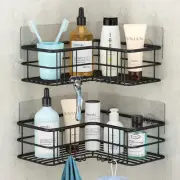 2-Pack Corner Shower Caddy, Adhesive Bath Shelf with Hooks, Stainless Steel 304