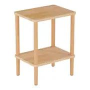 Catzon Solid Wood Side Table 2-Tier with Storage Shelf for Small Spaces