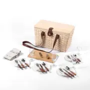 Vibes Barossa 4 Person White Wicker Picnic Basket Set