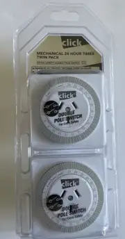Click White 24 Hour Mechanical Timer - 2 Pack