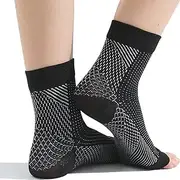 2Pairs Heelsium Pain Relief Socks, Soothe Socks for Neuropathy, Ankle Compression Foot Sleeve with Arch Support for Foot and Heel Pain Relief (L/XL, Black)