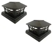 2 Pack 4" 5" 6" SMD LEDs Solar Black Finish Post Deck Fence Cap Lights