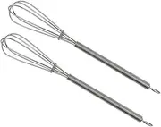 TIDTALEO 2pcs Stainless Steel Rod Hair Color Cream Mixer Salon Whisk Salon Hand Mixer Stainless Steel Whisk Hair Color Dye Mixing Tools Silver