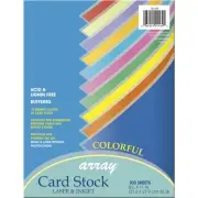 Array Card Stock Paper, 8-1/2 x 11 Inches, Assorted Colorful Colors, Pack of 100