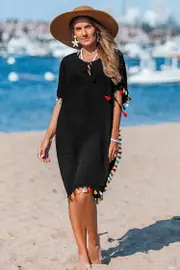 Cupshe Sunset Solstice Black Cover-Up Mini Dress - Black,L