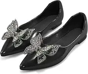 [Reimferce] Fashion Dressy Flats for Women: Pointed Toe Bowknot Womens Flats Comfortable - Slip On Ladies Casual Shoes