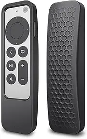 Fintie 2-in-1 Protective Case for 2021 2022 Apple TV Siri Remote and AirTag - Lightweight Anti Slip Shockproof Cover for Apple TV 4K / HD Siri Remote Controller (2nd Gen / 3rd Gen), Black