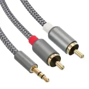 9.8Ft RCA Y Splitter Cable, 2 Pairs RCA Dual Male to AUX Connector Grey