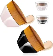 2 Pack Foundation Makeup Brush for Blending Liquid Cream Flawless Powder Face Blush with Protective Case( Pink and Black Hexagon Kabuki Brush)