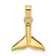 14K Yellow Gold Polished Small Whale Tail Charm