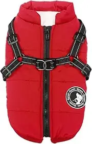 Jinpet Dog Coat with Harness Winter Dog Coat Fleece Dog Jacket Waterproof Dog Coat Zipper Dog Jacket Puppy Coat Small Dog Clothes Dog Coat with Reflective Harness for Smal Medium Large Dogs S-4XL