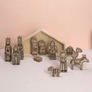 WONDROUS' DECO Wooden Nativity Set, Small Christmas Nativity Set, Mini Nativi...